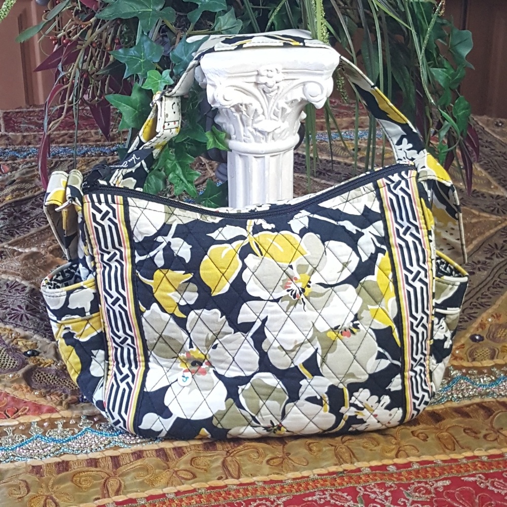 Vera Bradley yellow/black floral bag - Picture 5 of 7